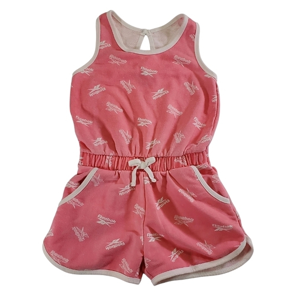 K1179 * Reebok Girls Sleeveless Logo Romper Pink White Size 6